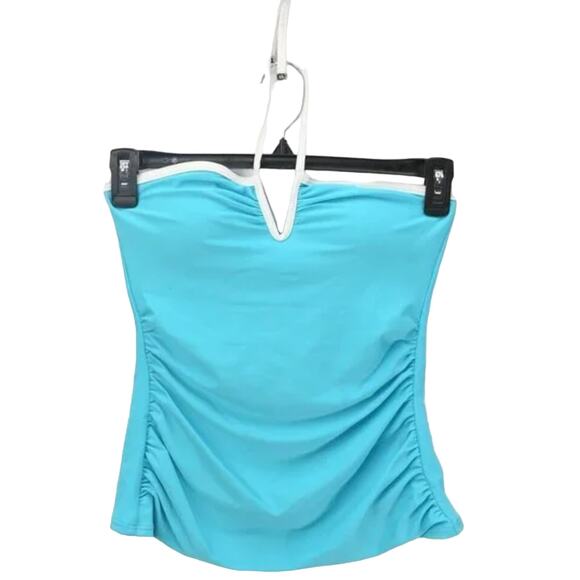 Calvin Klein V-Wire Bandeau Halter Tankini Top Swim Tropical Blue Small NWT - Picture 5 of 8